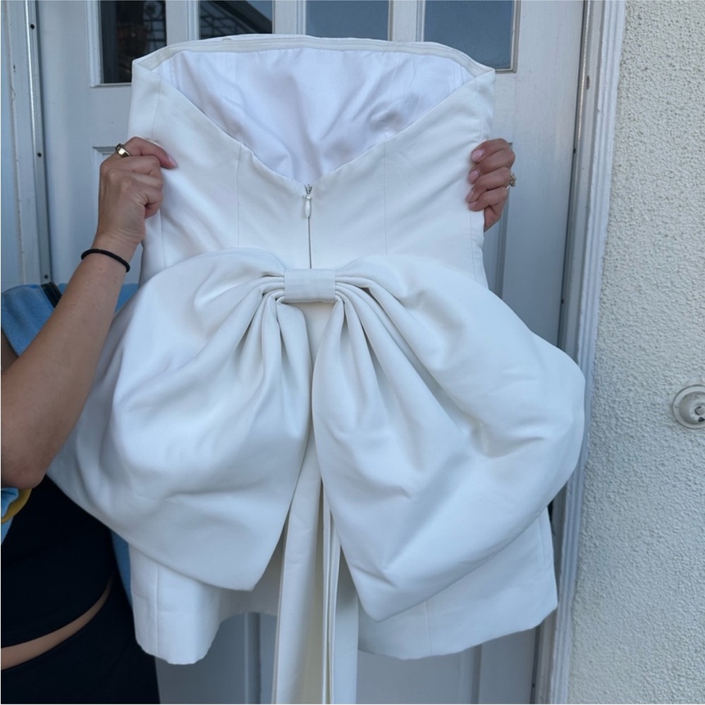 Sachin + Babi White Strapless Mini Dress with Oversized Bow - Picture 5 of 7